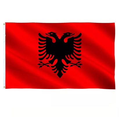 Флаг страны Албании 100% полиэстер флагов цвета изготовленный на заказ 3X5 Ft CMYK