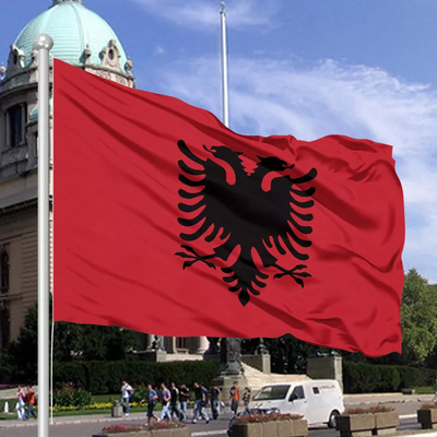 Флаг страны Албании 100% полиэстер флагов цвета изготовленный на заказ 3X5 Ft CMYK
