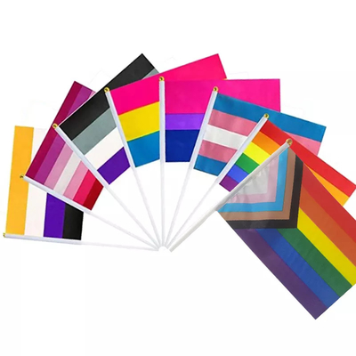 Напечатанный флаг радуги Handheld флага водоустойчивый LGBT гордости прогресса
