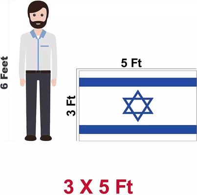 национальный флаг 3x5ft Израиль одиночный/встали на сторону двойник, который печатающ флаги мира полиэстера