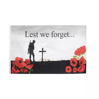 Полиэстер 3 x 5ft чтобы мы забываем печатание цвета Pantone флага на день памяти погибших в первую и вторую мировые войны