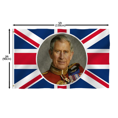 Высококачественное коронование 2023 короля Чарльза Сигнализировать ВЕЛИКОБРИТАНИИ короля Чарльза III 3x5ft